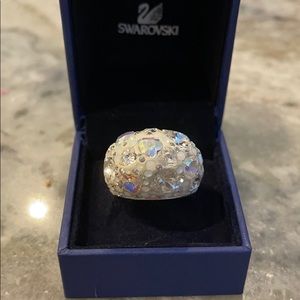 Swarovski White Iridescent Crystal Dome Ring